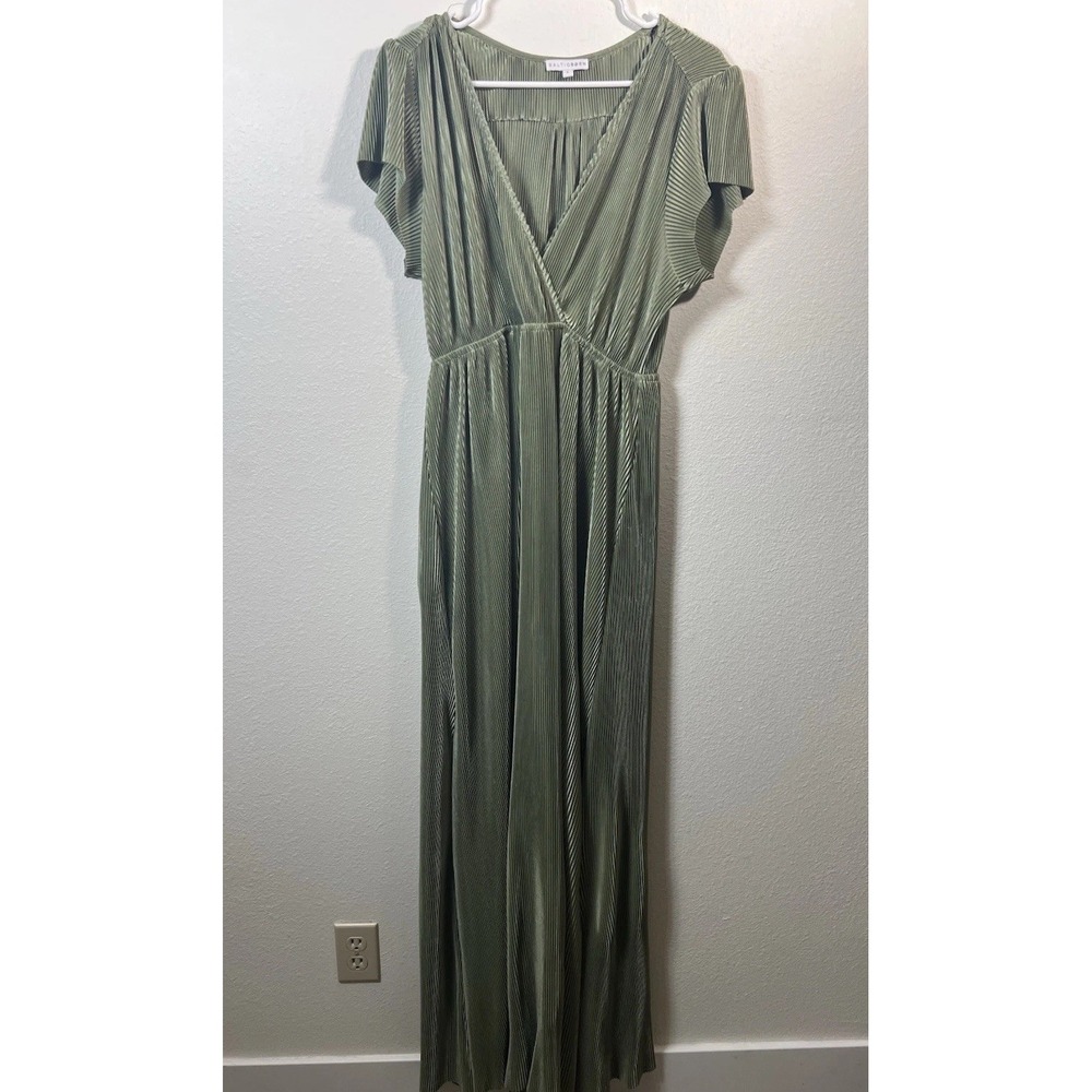 Baltic Born Athena Maxi Dress L Sage Green Wedding Formal Pleated Stretch